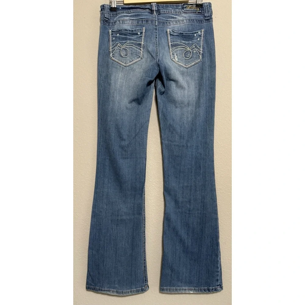 Vanity Jeans Women's *fits 28x32 Tall Blue Y2K Low Rise Flare Hippie Festival - Picture 4 of 14